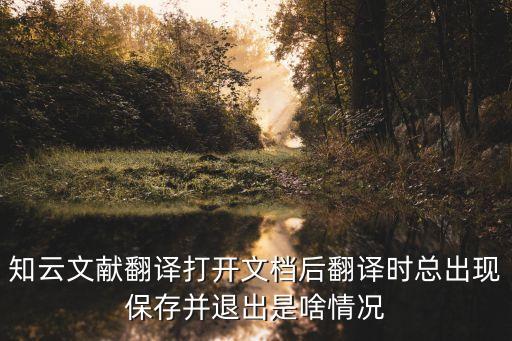 知云文獻翻譯打開文檔后翻譯時總出現(xiàn)保存并退出是啥情況