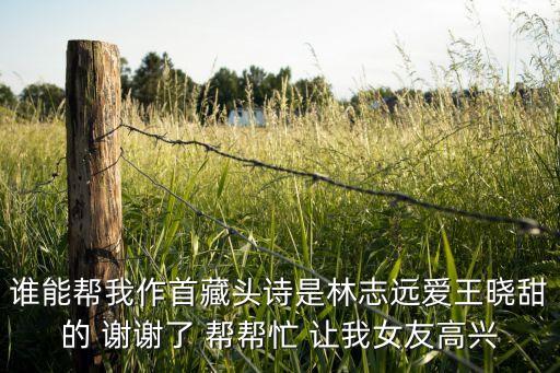 王曉甜，誰能幫我作首藏頭詩是林志遠(yuǎn)愛王曉甜的 謝謝了 幫幫忙 讓我女友高興