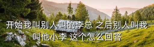 開始我叫別人叫的李總 之后別人叫我叫他小李 這個怎么回答