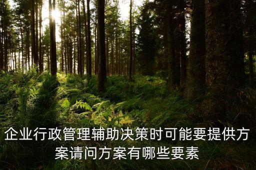 輔助決策，企業(yè)行政管理輔助決策時可能要提供方案請問方案有哪些要素
