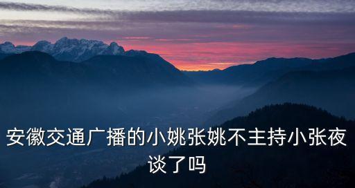 安徽交通廣播的小姚張姚不主持小張夜談了嗎