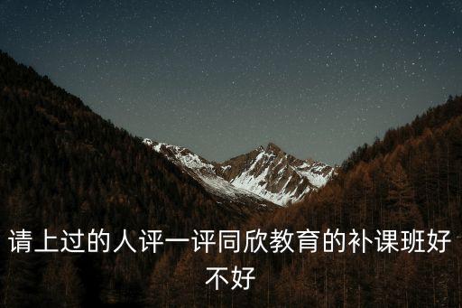 請上過的人評一評同欣教育的補課班好不好
