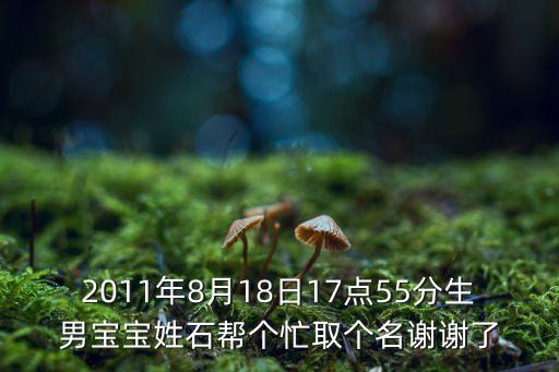 2011年8月18日17點55分生男寶寶姓石幫個忙取個名謝謝了
