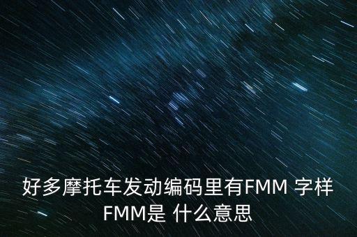 好多摩托車(chē)發(fā)動(dòng)編碼里有FMM 字樣FMM是 什么意思