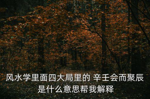 風水學(xué)里面四大局里的 辛壬會而聚辰 是什么意思幫我解釋