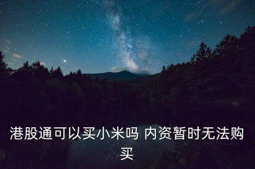 港股通可以買小米嗎 內(nèi)資暫時無法購買
