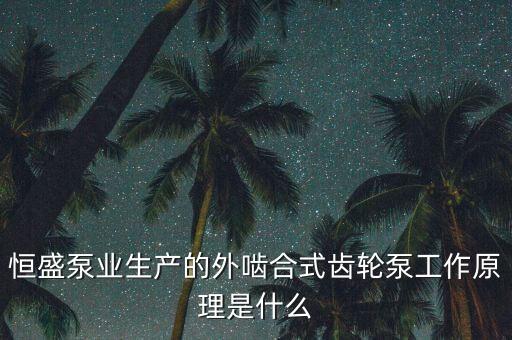 恒盛泵業(yè)生產(chǎn)的外嚙合式齒輪泵工作原理是什么