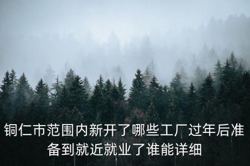 銅仁市范圍內新開了哪些工廠過年后準備到就近就業(yè)了誰能詳細
