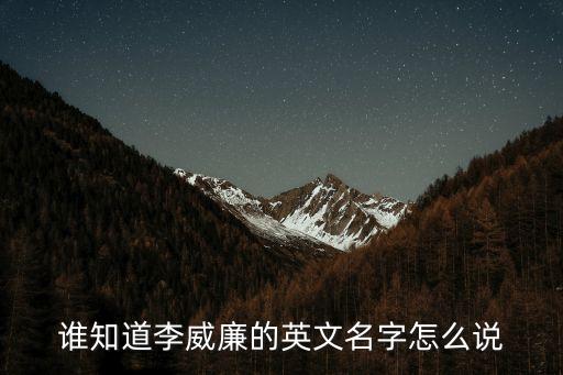 誰知道李威廉的英文名字怎么說