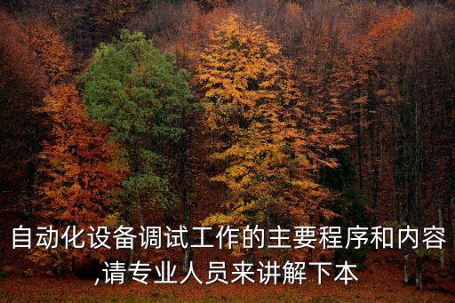 自動化設(shè)備調(diào)試工作的主要程序和內(nèi)容,請專業(yè)人員來講解下本