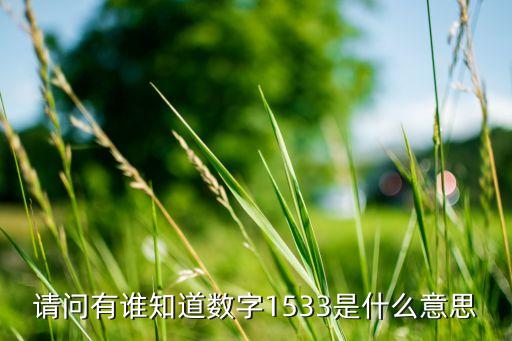 1533，請(qǐng)問(wèn)有誰(shuí)知道數(shù)字1533是什么意思