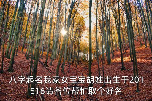 八字起名我家女寶寶胡姓出生于201516請(qǐng)各位幫忙取個(gè)好名