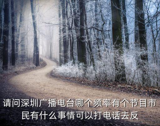 深圳廣播電臺，請問深圳廣播電臺哪個頻率有個節(jié)目市民有什么事情可以打電話去反