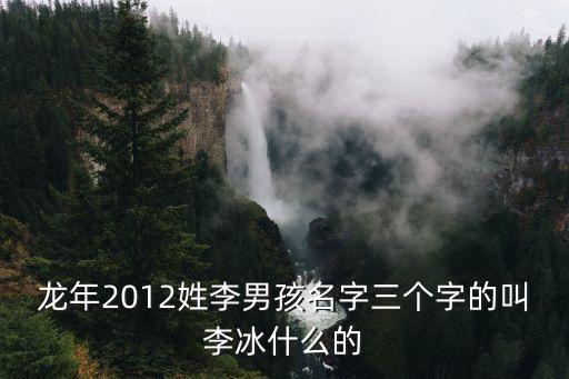 龍年2012姓李男孩名字三個(gè)字的叫李冰什么的