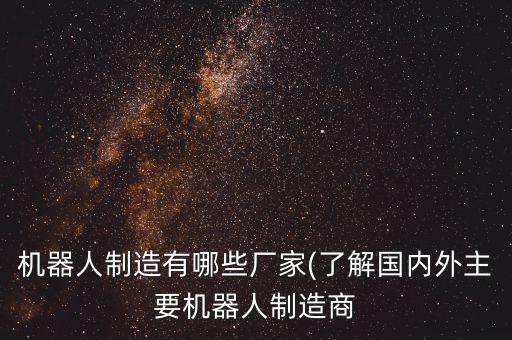機(jī)器人制造有哪些廠家(了解國(guó)內(nèi)外主要機(jī)器人制造商