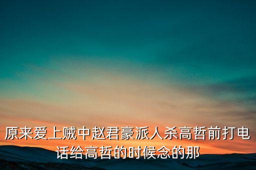 趙君豪，原來愛上賊中趙君豪派人殺高哲前打電話給高哲的時(shí)候念的那