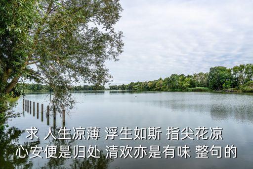 求 人生涼薄 浮生如斯 指尖花涼 心安便是歸處 清歡亦是有味 整句的