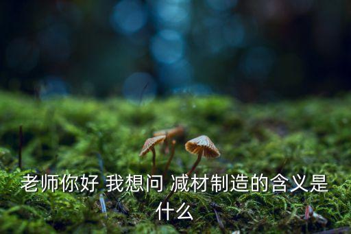 減材制造，老師你好 我想問 減材制造的含義是什么