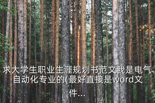 求大學(xué)生職業(yè)生涯規(guī)劃書范文我是電氣自動(dòng)化專業(yè)的(最好直接是word文件...