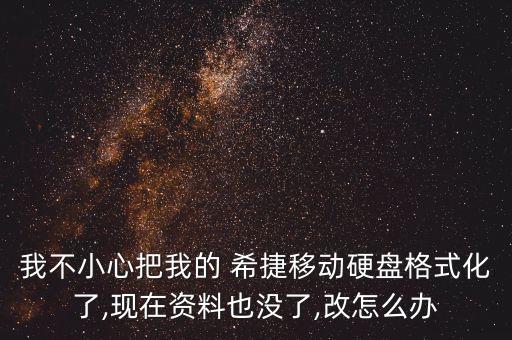 我不小心把我的 希捷移動硬盤格式化了,現(xiàn)在資料也沒了,改怎么辦