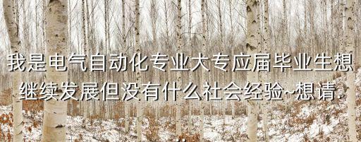我是電氣自動(dòng)化專(zhuān)業(yè)大專(zhuān)應(yīng)屆畢業(yè)生想繼續(xù)發(fā)展但沒(méi)有什么社會(huì)經(jīng)驗(yàn)~想請(qǐng)...