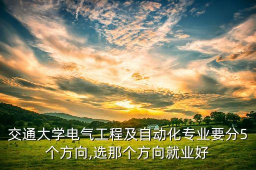 交通大學電氣工程及自動化專業(yè)要分5個方向,選那個方向就業(yè)好