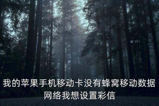 我的蘋果手機移動卡沒有蜂窩移動數(shù)據(jù)網(wǎng)絡我想設置彩信