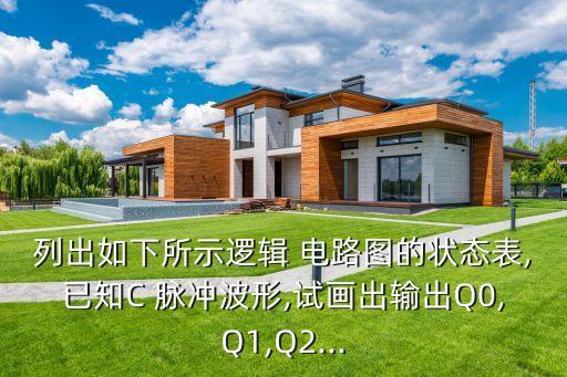 列出如下所示邏輯 電路圖的狀態(tài)表,已知C 脈沖波形,試畫出輸出Q0,Q1,Q2...