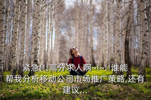 緊急!!!高分求人啊~!~!!誰能幫我分析移動公司市場推廣策略,還有建議...