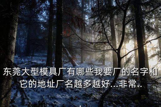 東莞大型模具廠有哪些我要廠的名字和它的地址廠名越多越好...非常...