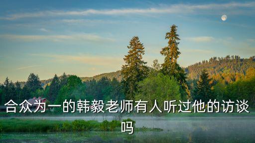 合眾為一的韓毅老師有人聽(tīng)過(guò)他的訪談嗎