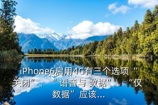 iPhone6啟用4G有三個選項“關(guān)閉”、“ 語音與 數(shù)據(jù)”、“僅 數(shù)據(jù)”應(yīng)該...