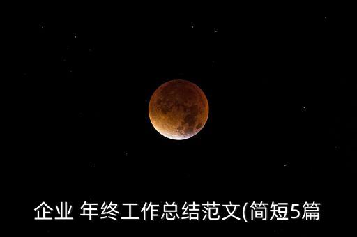 企業(yè) 年終工作總結(jié)范文(簡短5篇
