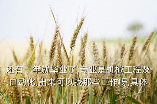還有一年就畢業(yè)了,專業(yè)是機(jī)械工程及自動(dòng)化,出來可以找那些工作呀,具體...