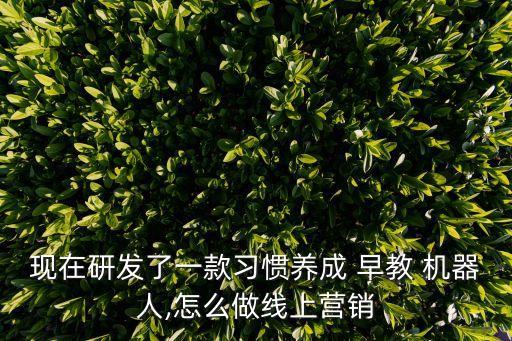 現(xiàn)在研發(fā)了一款習(xí)慣養(yǎng)成 早教 機(jī)器人,怎么做線上營銷