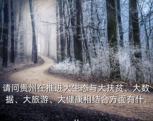 請問貴州在推進(jìn)大生態(tài)與大扶貧、大數(shù)據(jù)、大旅游、大健康相結(jié)合方面有什...