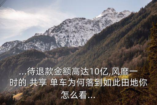 ...待退款金額高達(dá)10億,風(fēng)靡一時(shí)的 共享 單車為何落到如此田地你怎么看...