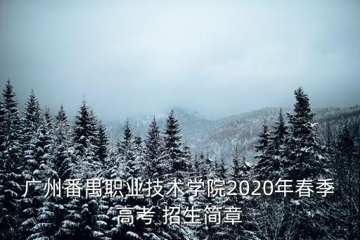 廣州番禺職業(yè)技術學院2020年春季高考 招生簡章