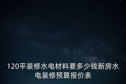 120平裝修水電材料要多少錢新房水電裝修預(yù)算報(bào)價(jià)表