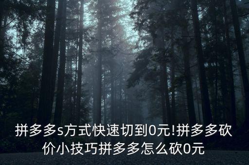 拼多多s方式快速切到0元!拼多多砍價(jià)小技巧拼多多怎么砍0元