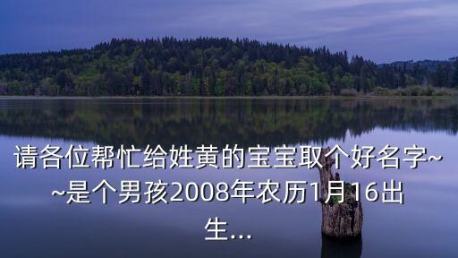 請(qǐng)各位幫忙給姓黃的寶寶取個(gè)好名字~~是個(gè)男孩2008年農(nóng)歷1月16出生...