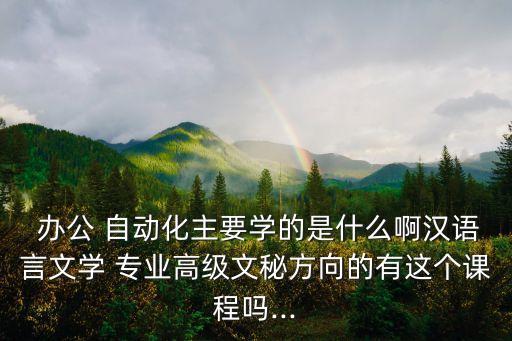  辦公 自動化主要學(xué)的是什么啊漢語言文學(xué) 專業(yè)高級文秘方向的有這個課程嗎...