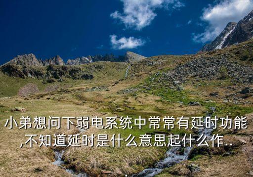 小弟想問下弱電系統(tǒng)中常常有延時功能,不知道延時是什么意思起什么作...