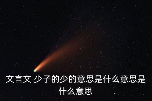 文言文 少子的少的意思是什么意思是什么意思