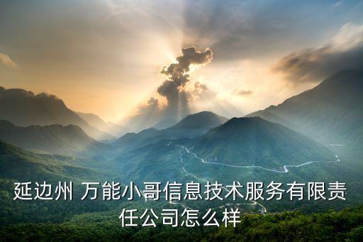 延邊州 萬能小哥信息技術(shù)服務(wù)有限責(zé)任公司怎么樣