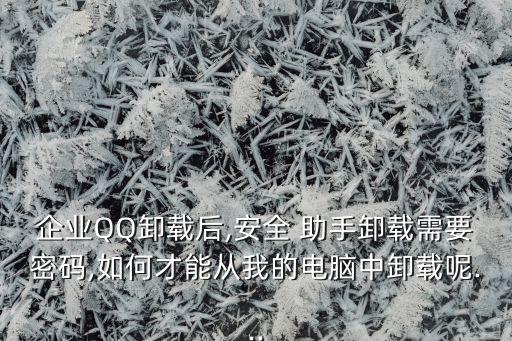 企業(yè)QQ卸載后,安全 助手卸載需要密碼,如何才能從我的電腦中卸載呢...