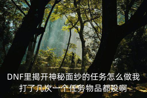 DNF里揭開神秘面紗的任務(wù)怎么做我打了幾次一個(gè)任務(wù)物品都沒啊
