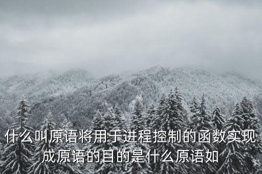 什么叫原語將用于進(jìn)程控制的函數(shù)實現(xiàn)成原語的目的是什么原語如