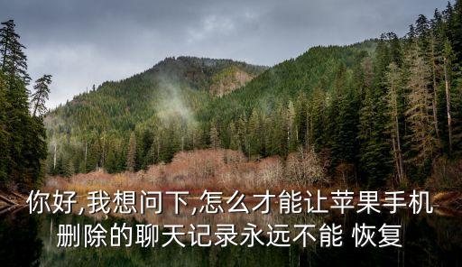 你好,我想問下,怎么才能讓蘋果手機(jī)刪除的聊天記錄永遠(yuǎn)不能 恢復(fù)