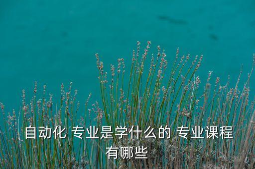  自動化 專業(yè)是學什么的 專業(yè)課程有哪些